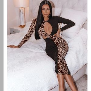 WORN ONCE Cheetah cutout dress